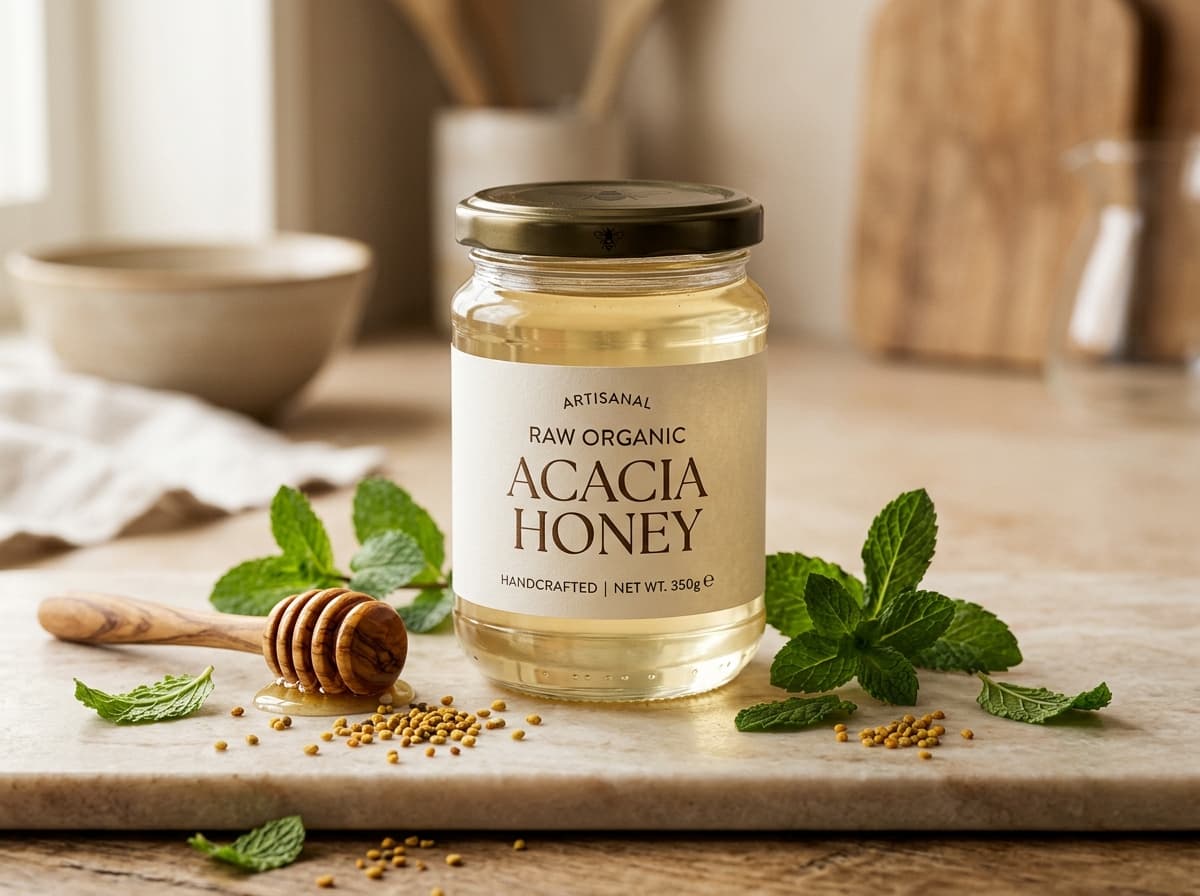 Pure acacia honey jar